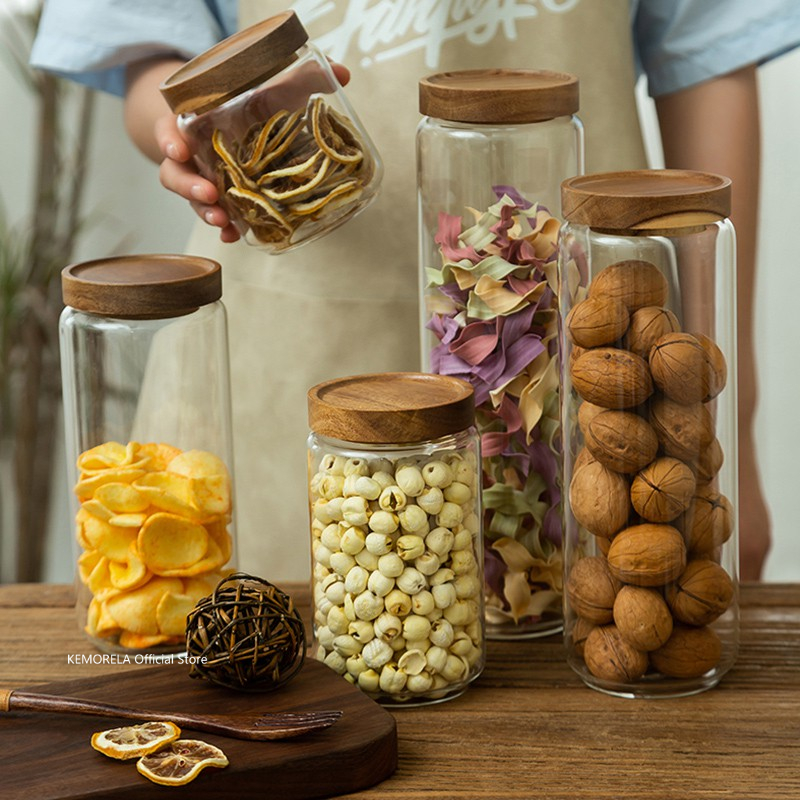 Kitchen Appliances Manufacturers - Luftdichter Glaskanister mit Holzdeckel, für die
