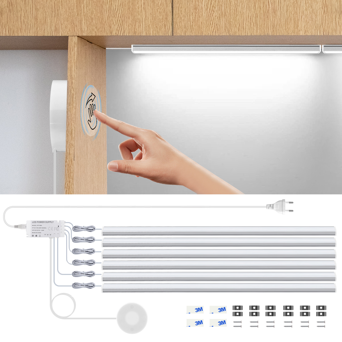Kitchen Appliances Online - Handscan-Schalter, durchdringbar, Holz, Berührungssensor, dimmbar, LED,