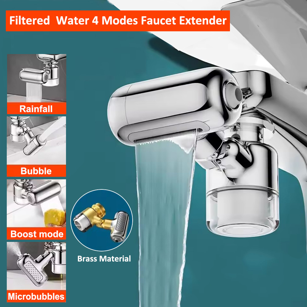 Kitchen Appliances Bundle - Universeller 4-Modus Küchenarmatur-Verlängerer mit Filter, Messing-Dreharmatur-Sprudler,